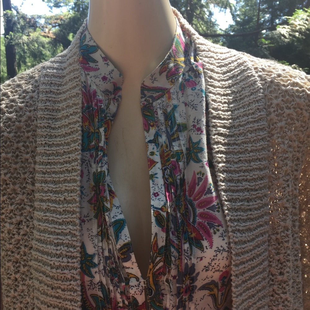Dana Buchman nubby oatmeal colored 3-/4 sleeve cardigan  chunky knit ,HP25x2 - Picture 2 of 9